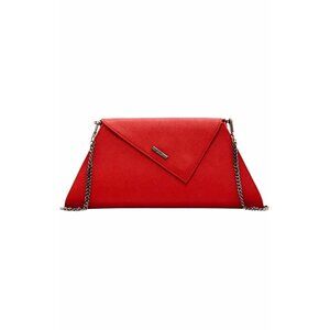 Red Leather Clutch Purse Womens Small Crossbody Bag With Chain Strap Crossbody